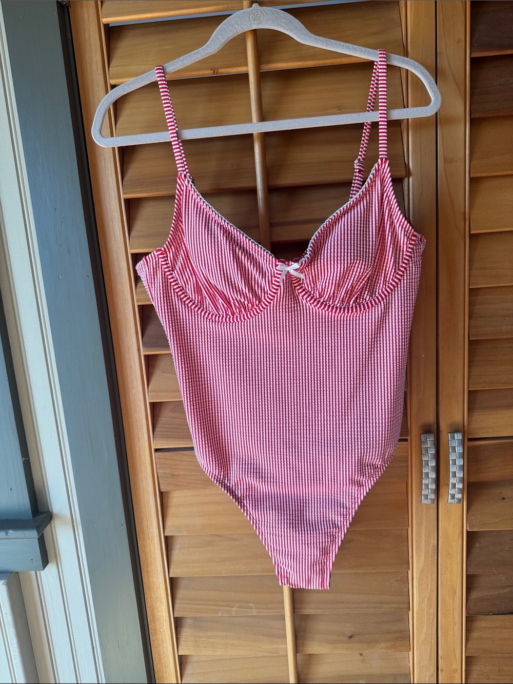 No Boundaries Red and White Striped One-Piece Swimsuit junior size XL (16-18)